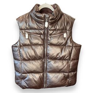 Lauren Ralph Lauren Women's‎ NWT $495 Lamb Leather Puffer Vest Sz 1X Brown
